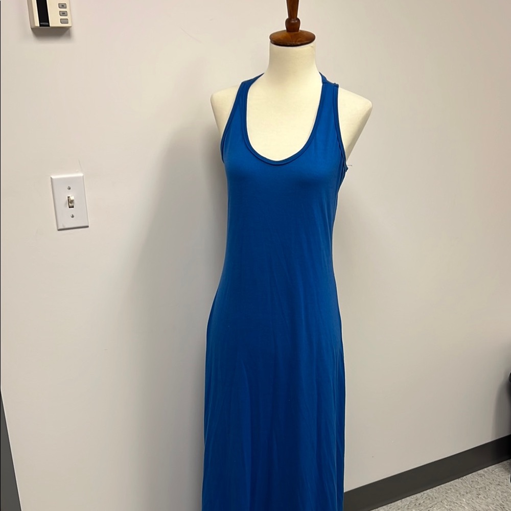 Elegant Blue Sleeveless Maxi Dress